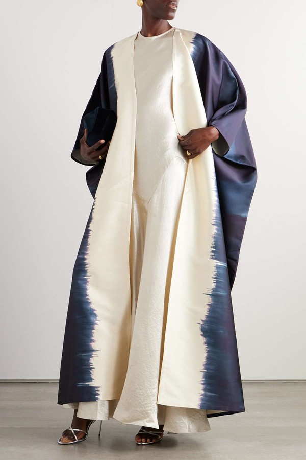 Tie-Dyed Satin-Twill Kaftan