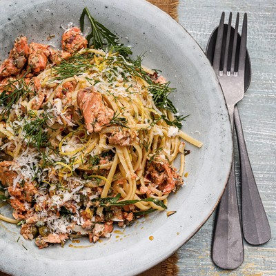 Salmon Linguine With Chilli Oil