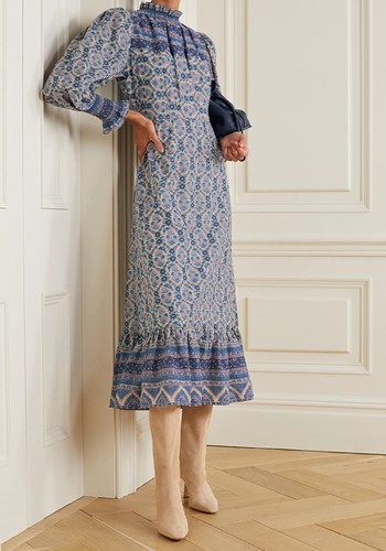 Floral-Print Fil Coupé Cotton-Blend Voile Midi Dress from Sea