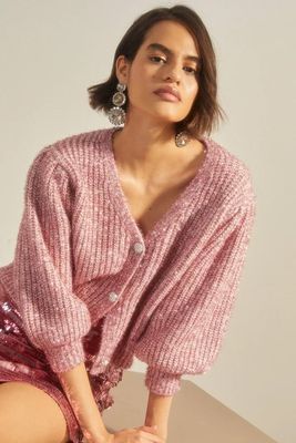 Statement Button Tinsel Cardigan from Oasis