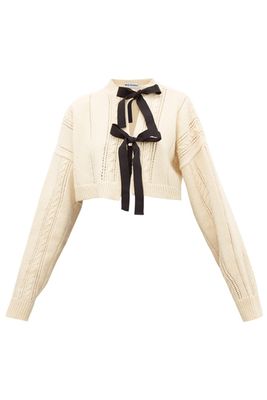 Venetia Bow-Front Cropped Wool Cardigan from Molly Goddard