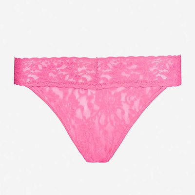 Signature Original Stretch-Lace Thong in Flamboyant Pink from Hanky Panky