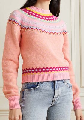 Crawley Faux Pearl-Embellished Sweater from LoveShackFancy