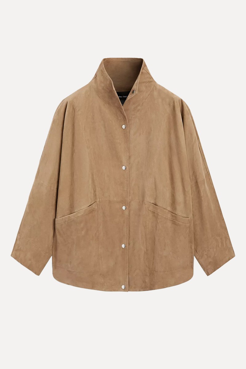 Suede Leather Cape With Button Details from Massimo Dutti