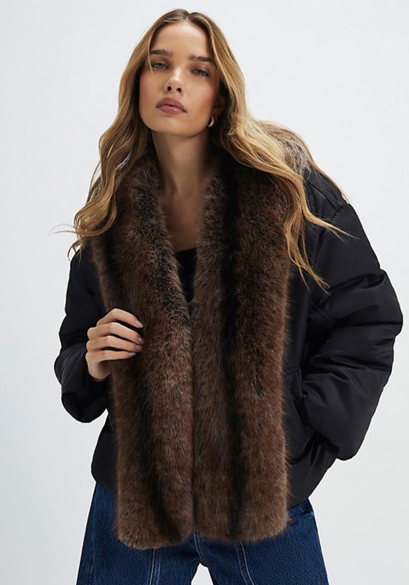 Faux Fur Trim Puffer Jacket
