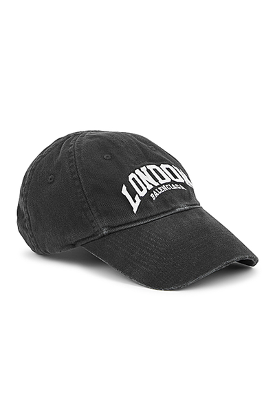 Cities London Black Embroidered Twill Cap from Balenciaga