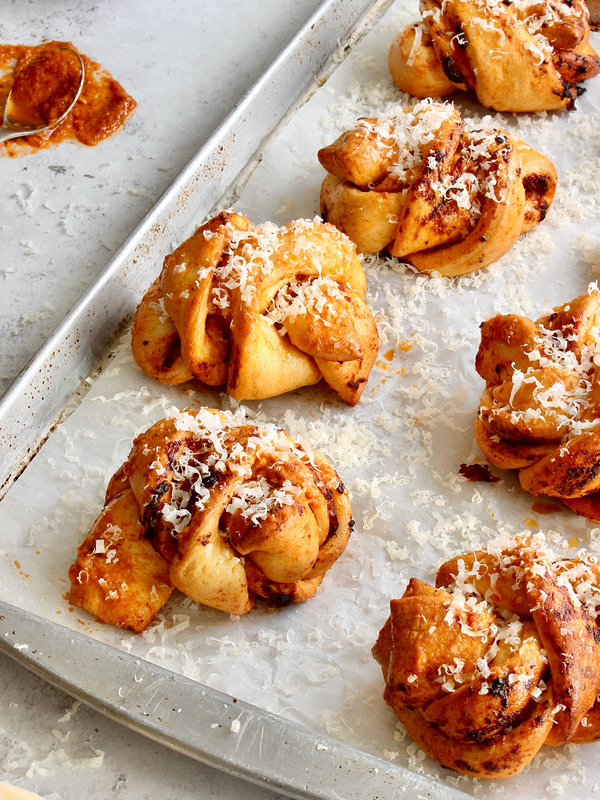 Red Pesto & Parmesan Dough Knots