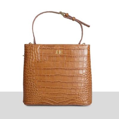 Tan Croc Grown Up Cross Body Bag from Azurina 