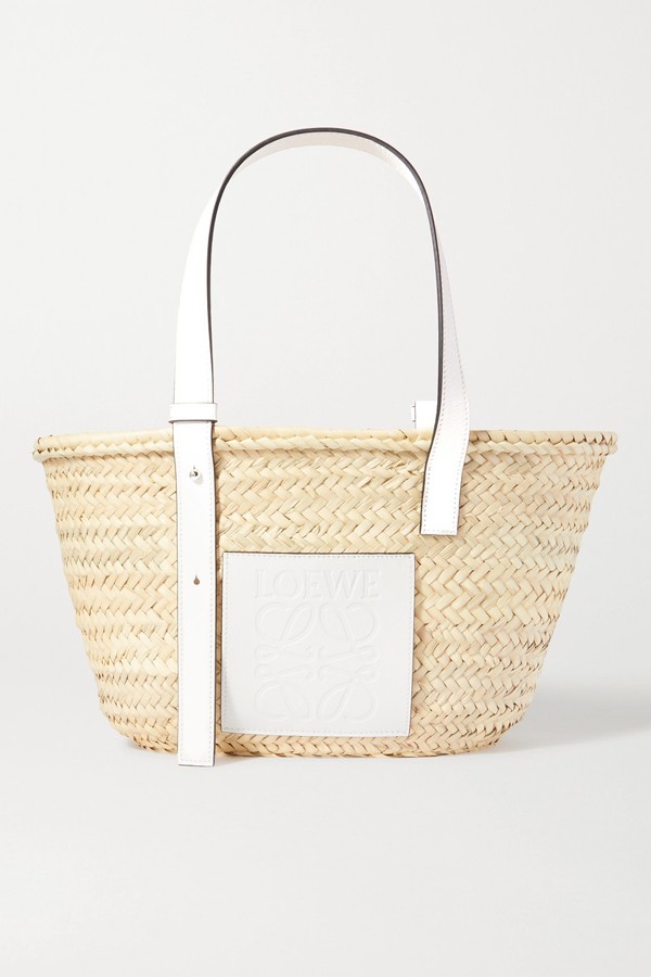 Medium Leather-Trimmed Raffia Tote, £325 | Loewe