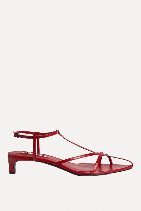 Leather Strappy Heeled Sandals 36 from Jil Sander