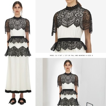 Floral Lace Scallop Cape Dress