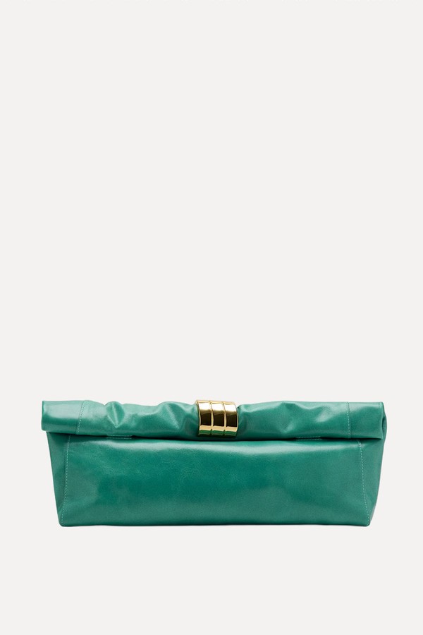 Leather Clutch Bag With Metallic Appliqué from Mango x Hailey Bieber