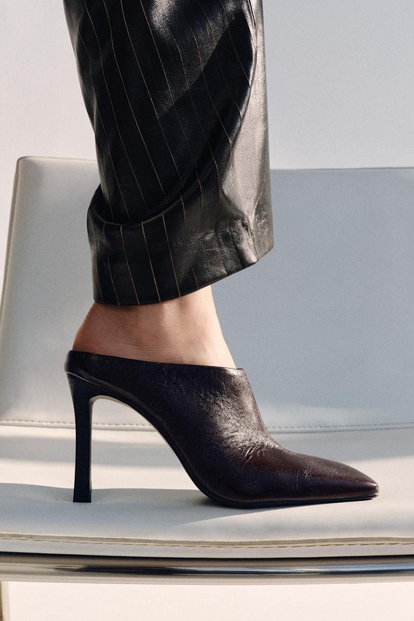 Leather Mules With Square Toe from Zara