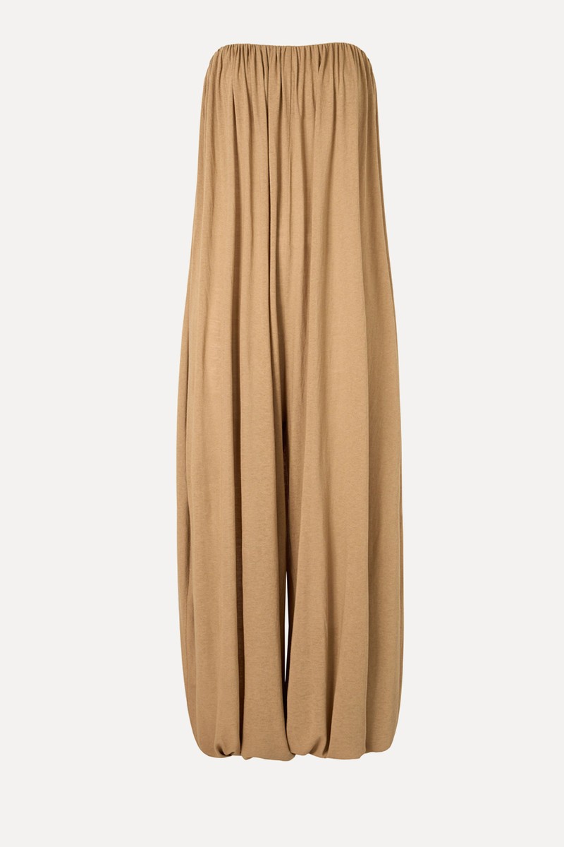Strapless Jumpsuit With Puffed Hem