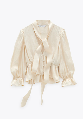 Jacquard Blouse With Ruffles from Zara