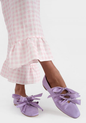 Mille-Feuille Silk Flats in Lilac from Sleeper