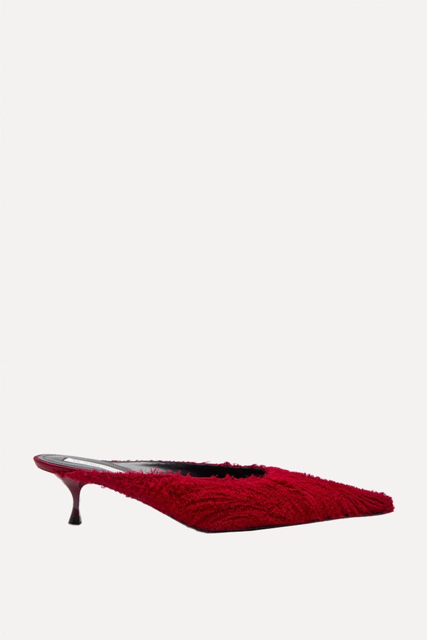 Sloan 45 Fringed Satin Mules from VICTORIA BECKHAM