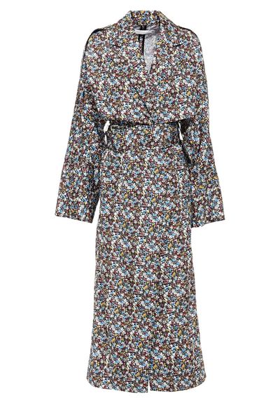 Belted Floral-Print Shell Trench Coat from Victoria Beckham