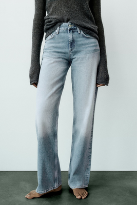 TRF Wide-Leg Mid-Rise Full Length Jeans