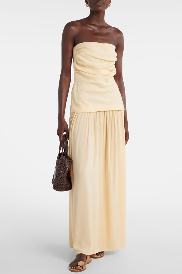 Hedy Strapless Linen Maxi Dress from Faithfull