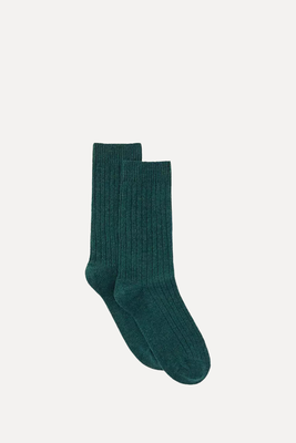 Ribbed Wool Silk Blend Socks from John Lewis & Partners