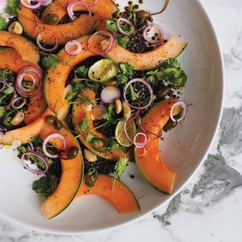 Puy Lentil, Confit Garlic, Coriander & Melon