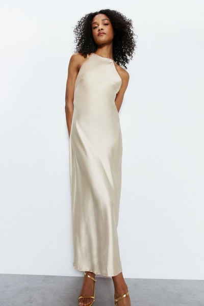 Satin Strappy Back Slip Dress from Warehouse