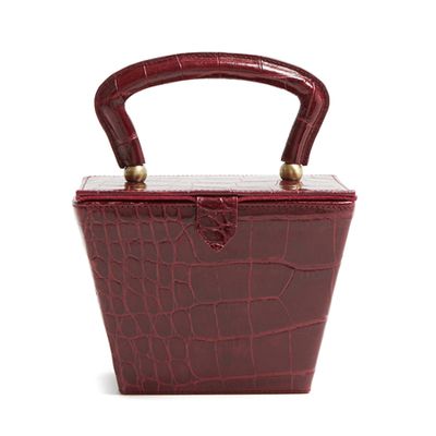 Sadie Mini Crocodile-Effect Leather Box Bag