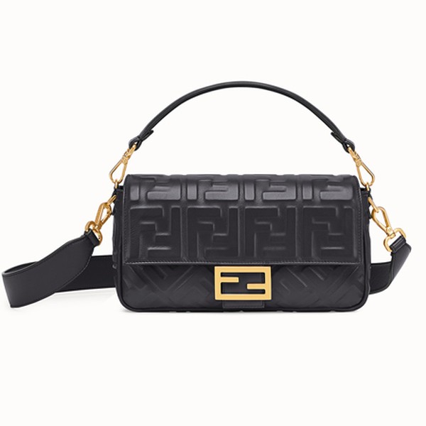 Black Leather Baguette Bag from Fendi