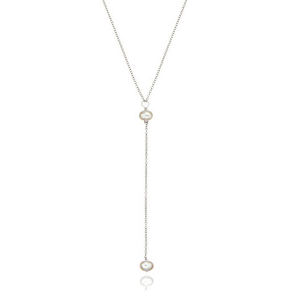Silver Pearl Lariat Necklace from Lily & Roo