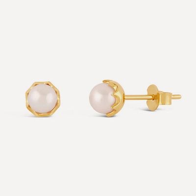22ct Gold Plated Vermeil Freshwater Pearl Stud Earrings from Dinny Hall