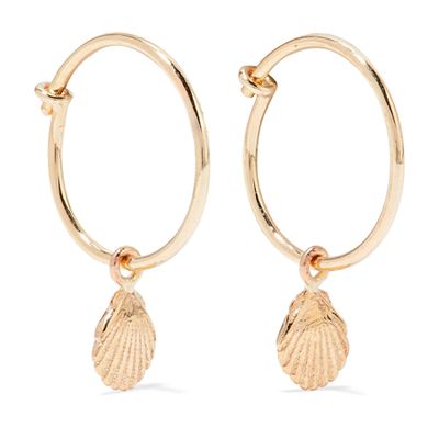 Shell 9 Karat Gold Hoop Earring from Sarah & Sebastian