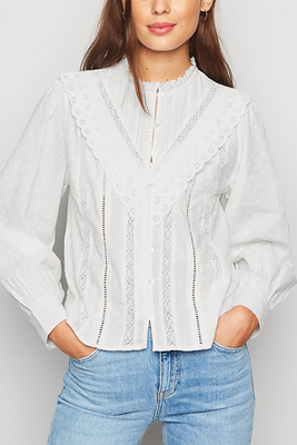 Spot Lace Puff Sleeve Blouse from New Look