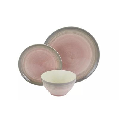 Stoneware Dinner Set - Pink & Grey