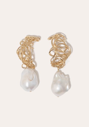  Gold Vermeil & Baroque Pearl Earrings 