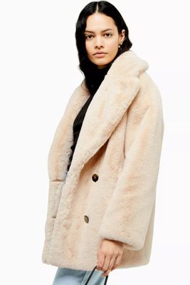 Soft Faux Fur Double Breasted Coat from Topshop