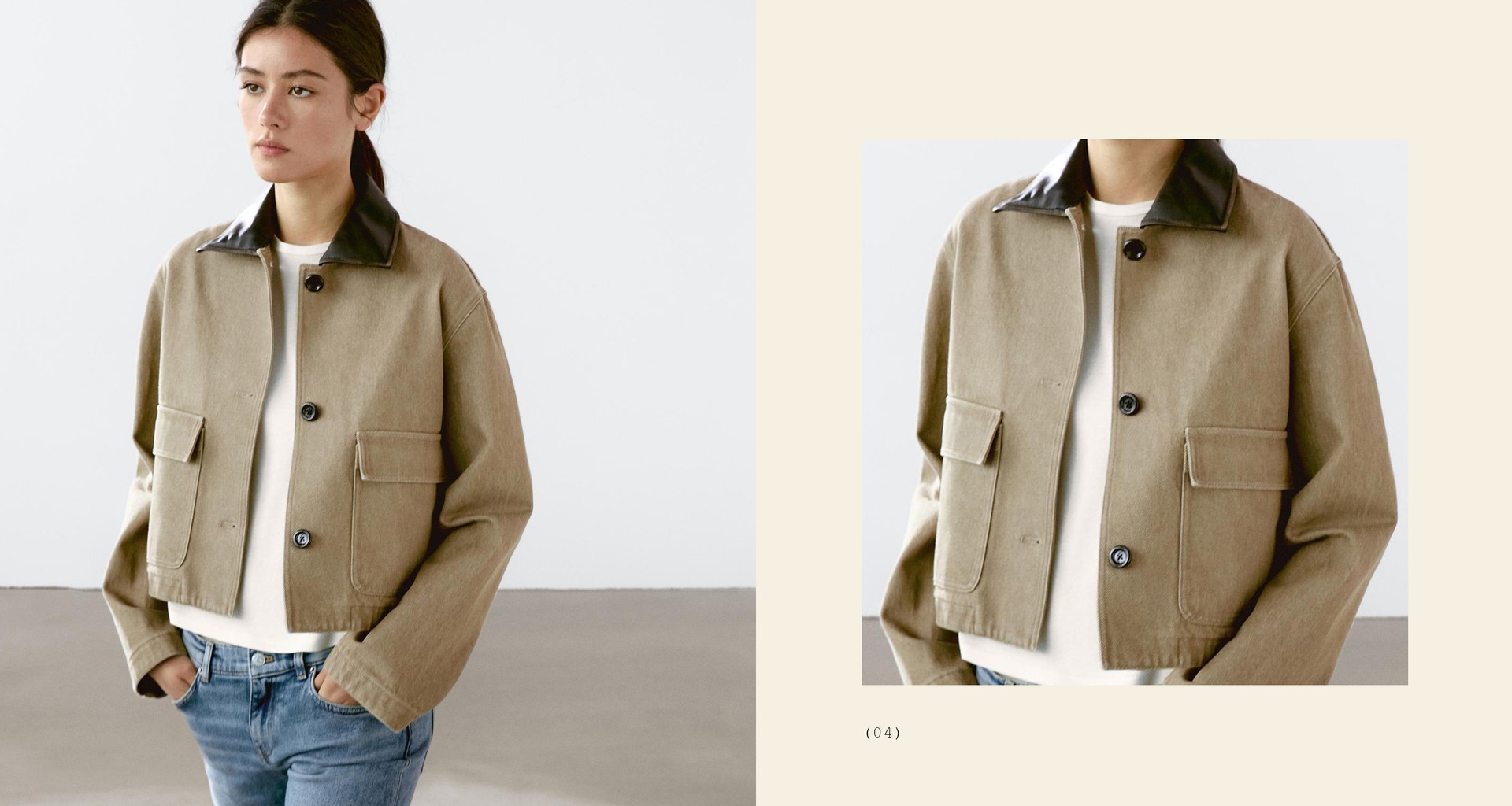 Jacket With Detachable Leather Collar Detail from Massimo Dutti