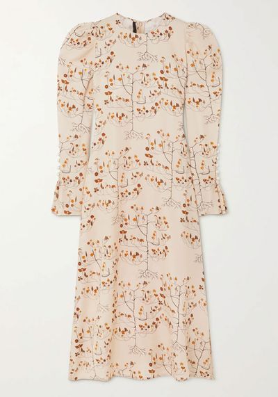 Athena Faux Pearl-Embellished Floral-Print Midi Dress from Mother Of Pearl