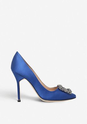 Hangisi 105 Buckle-Embellished Satin Courts from Manolo Blahnik