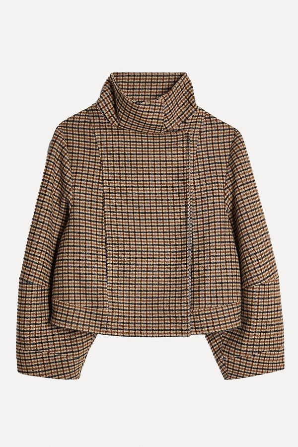 Check Funnel Neck Jacket from River Island