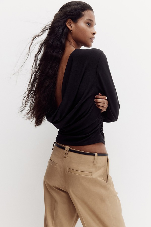 Cowl-Back Jersey Top