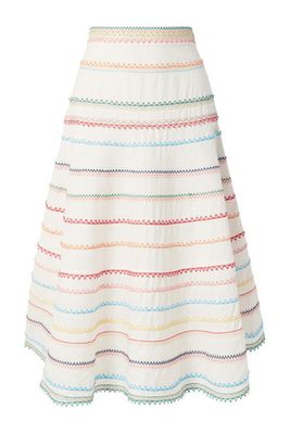 Laelia Embroidered Linen And Cotton-Blend Skirt from Zimmermann