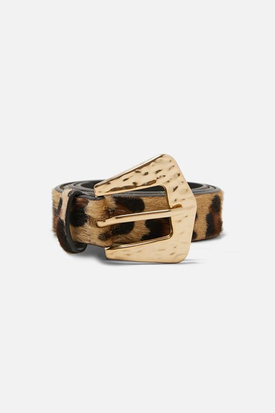 Leather Leopard Print Belt from Zara