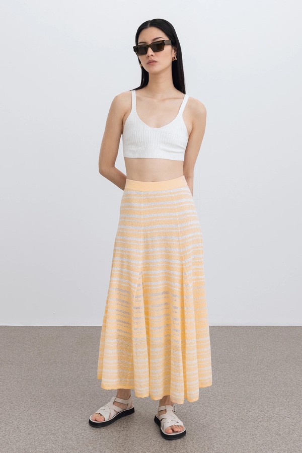 Theo Striped Long Skirt