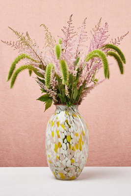 Peggy Yellow Spot Clear Glass Vase from Oliver Bonas