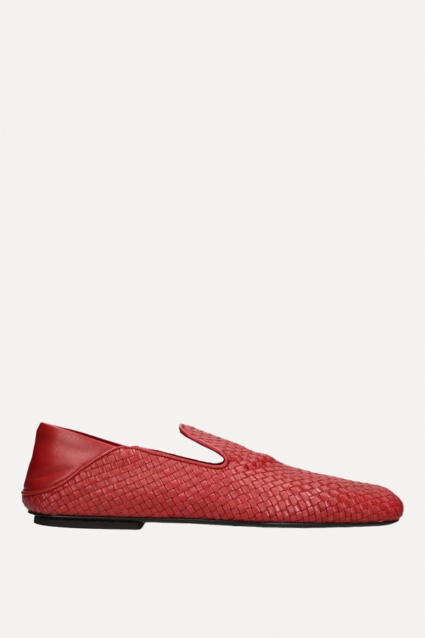 Adamo Intrecciato-Weave Leather Loafers from BOTTEGA VENETA
