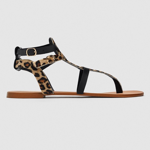 Flat Leopard Print Sandals from Zara