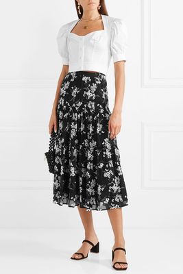 Tiered Floral-Print Chiffon Skirt from Michael Kors