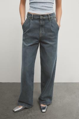 Mid Rise Wide Leg Jeans With Darts from Massimo Dutti