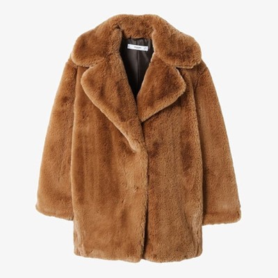 Lapel Faux Fur Coat from Mango